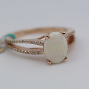 NEW EFFY 14k Rose Gold Opal And Diamond Ring